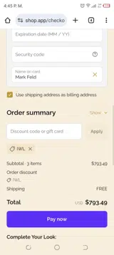 IWL coupon verification screenshot