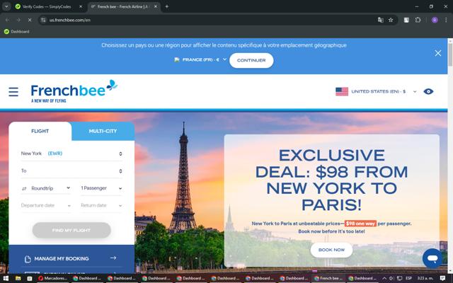 French bee checkout page showing French bee promo code box | Screenshot taken by SimplyCodes community member on Oct 3, 2024