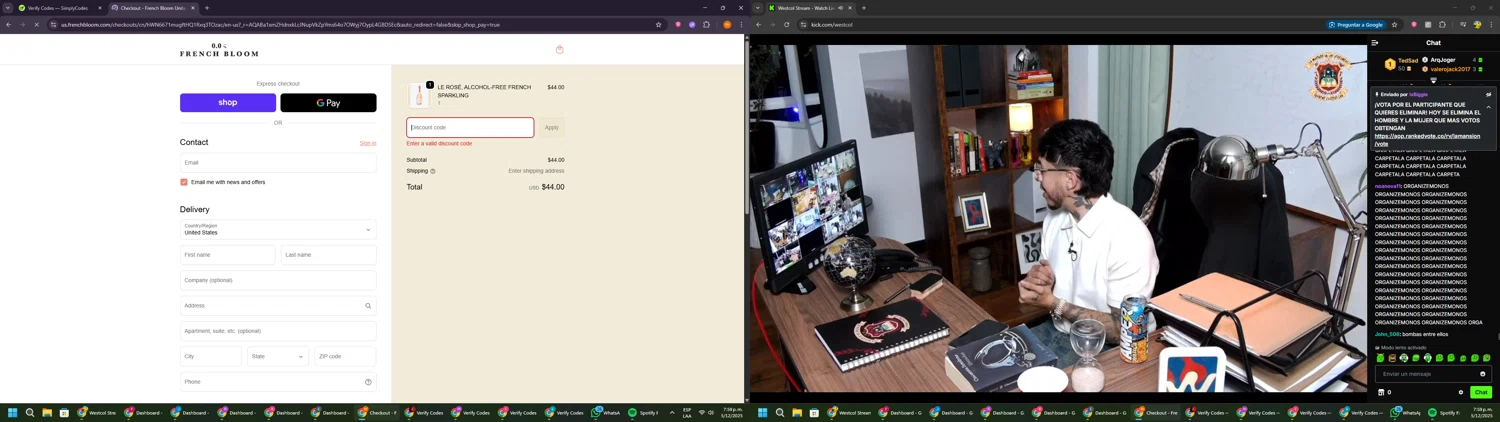 French Bloom discount code screenshot showing code CYBERMONDAY20 applied at French Bloom checkout page. Uploaded by SimplyCodes community member Davoxeneixe on Dec 5, 2025