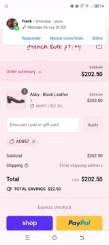 French Sole coupon verification screenshot