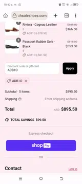 French Sole coupon verification screenshot