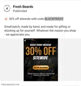 Fresh Beards coupon verification screenshot