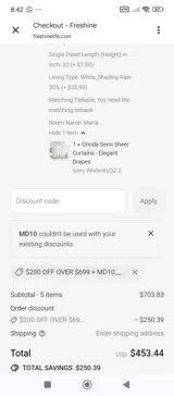 MD10 coupon verification screenshot