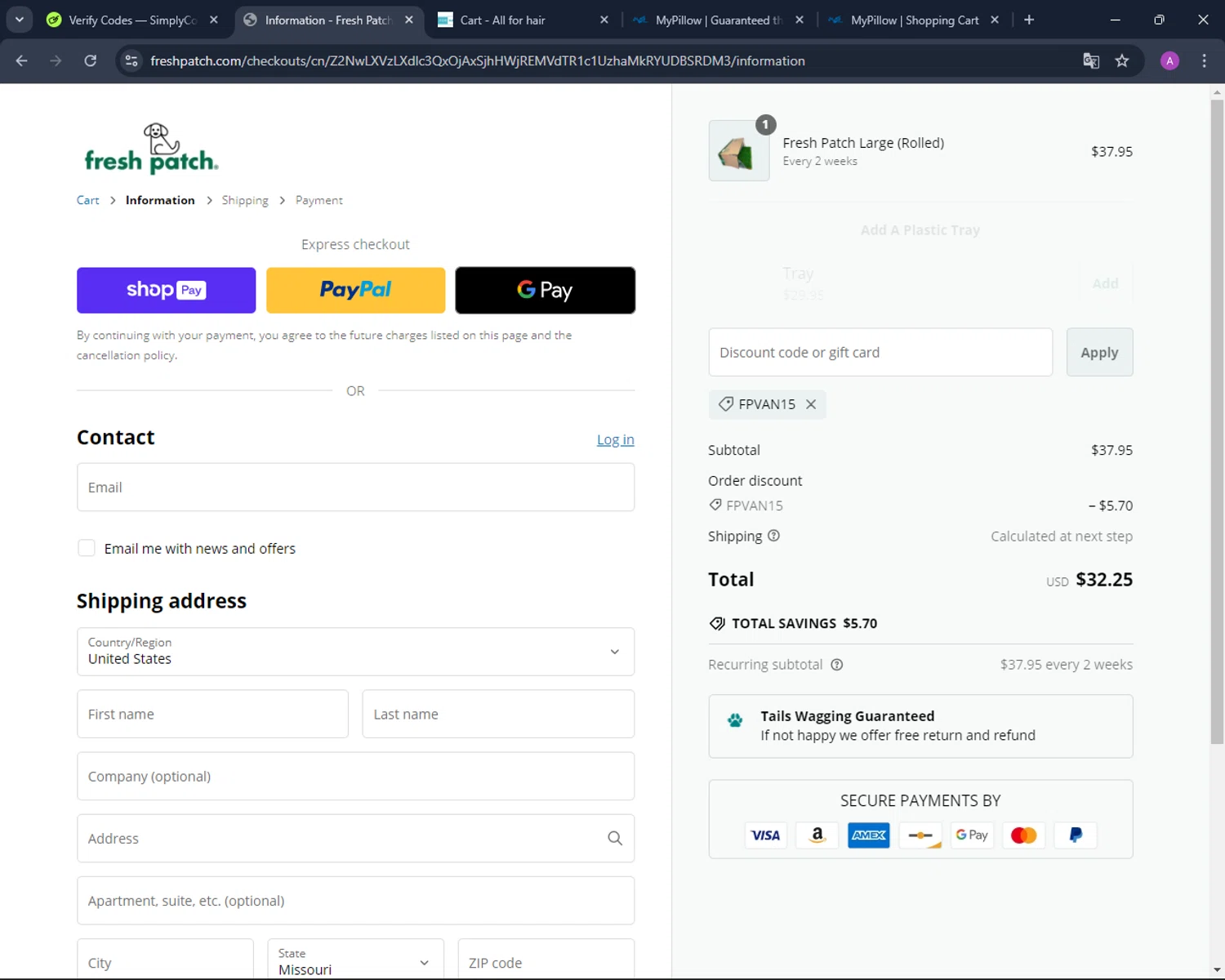 where to use Fresh Patch promo code box