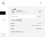 WELCOME10 coupon verification screenshot