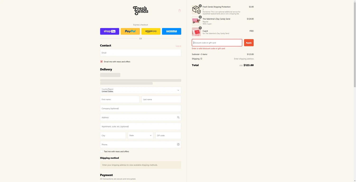 Fresh Sends discount code screenshot showing code ACUMENROSE applied at Fresh Sends checkout page. Uploaded by SimplyCodes community member echidanarara on Jan 27, 2025
