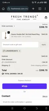 LunarDream10 coupon verification screenshot