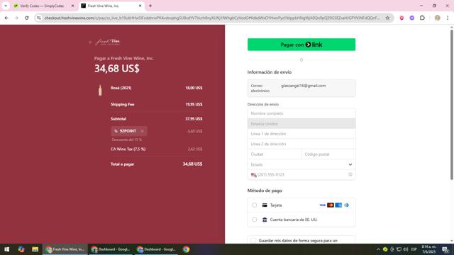 Fresh Vine Wine checkout page showing Fresh Vine Wine promo code box | Screenshot taken by SimplyCodes community member on Jun 7, 2025