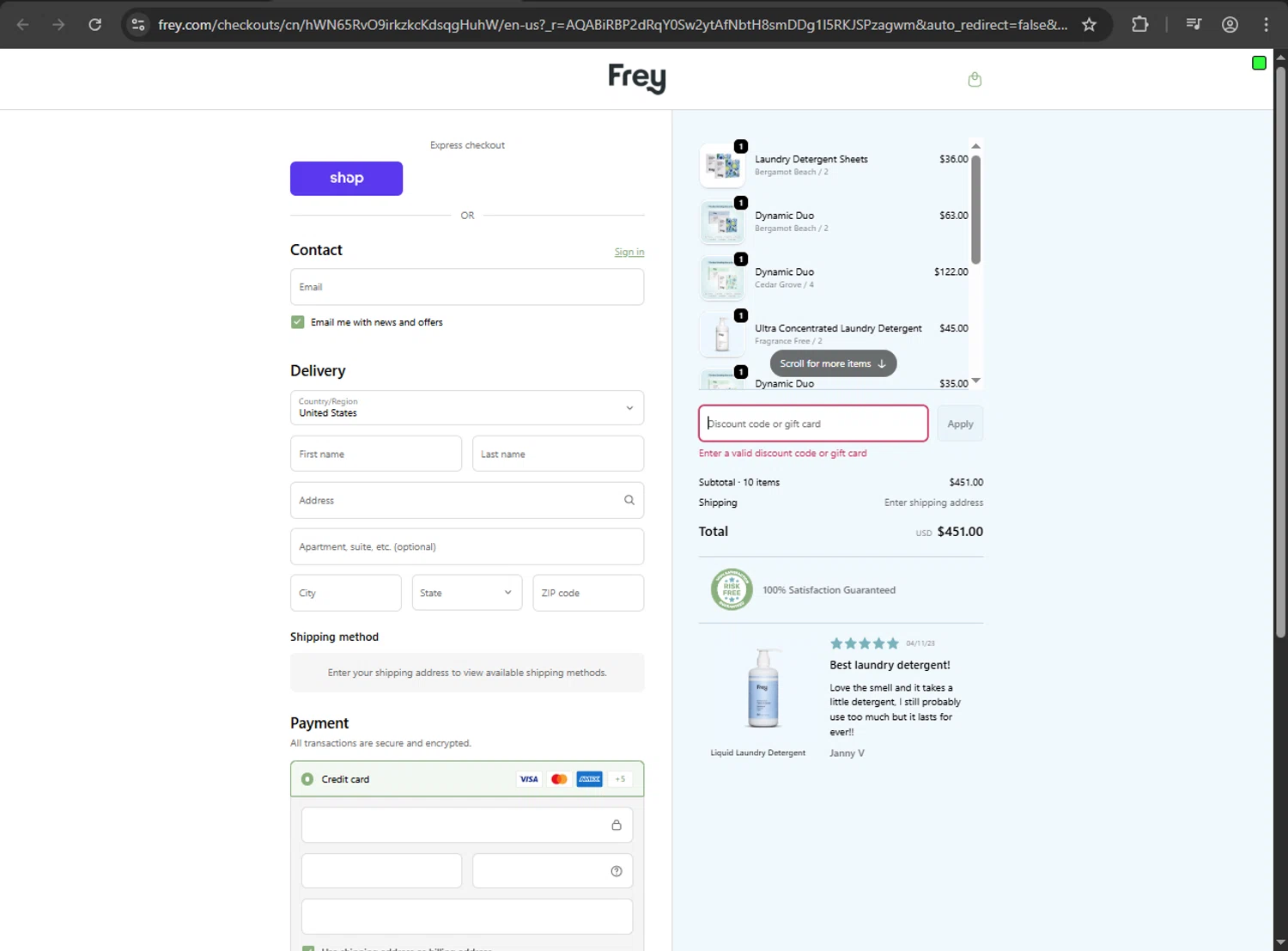 Frey discount code screenshot showing code Letsgo15 applied at Frey checkout page. Uploaded by SimplyCodes community member megagei on Dec 5, 2025