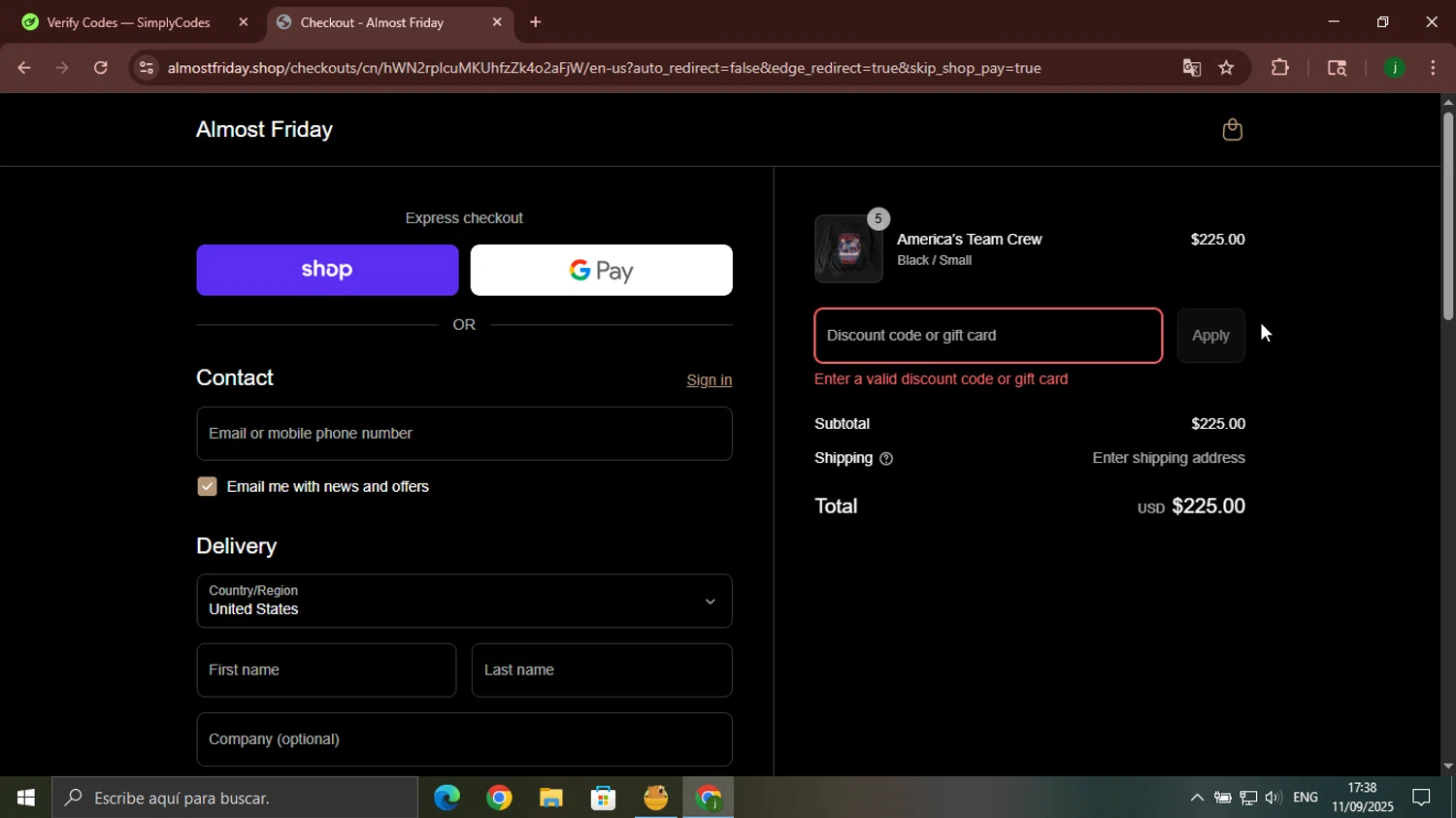 Friday Beers discount code screenshot showing code WELCOME15 applied at Friday Beers checkout page. Uploaded by SimplyCodes community member jorgeroz on Sep 11, 2025
