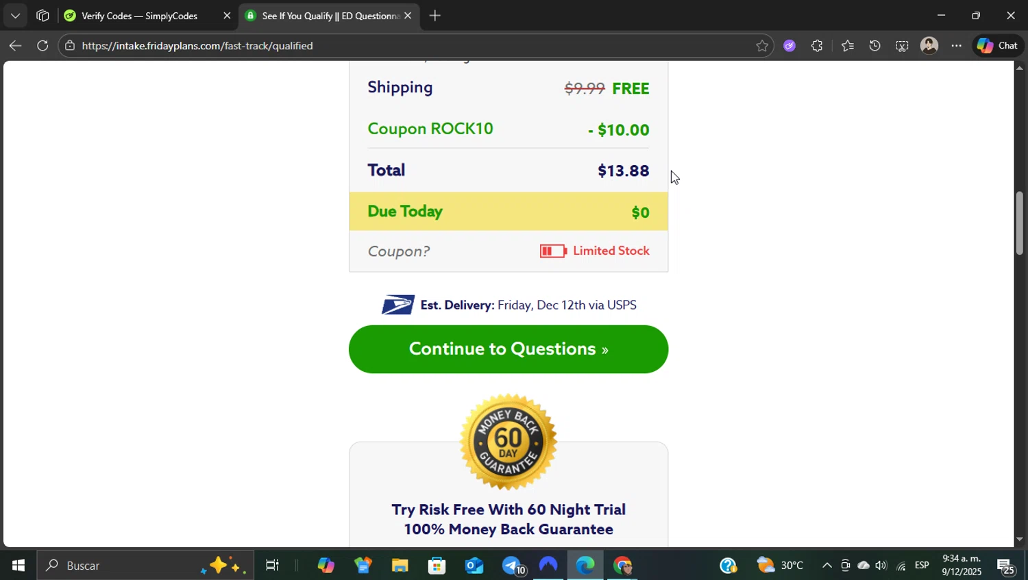 Friday Plans checkout page showing Friday Plans coupon code box | Screenshot taken by SimplyCodes community member on Dec 9, 2025