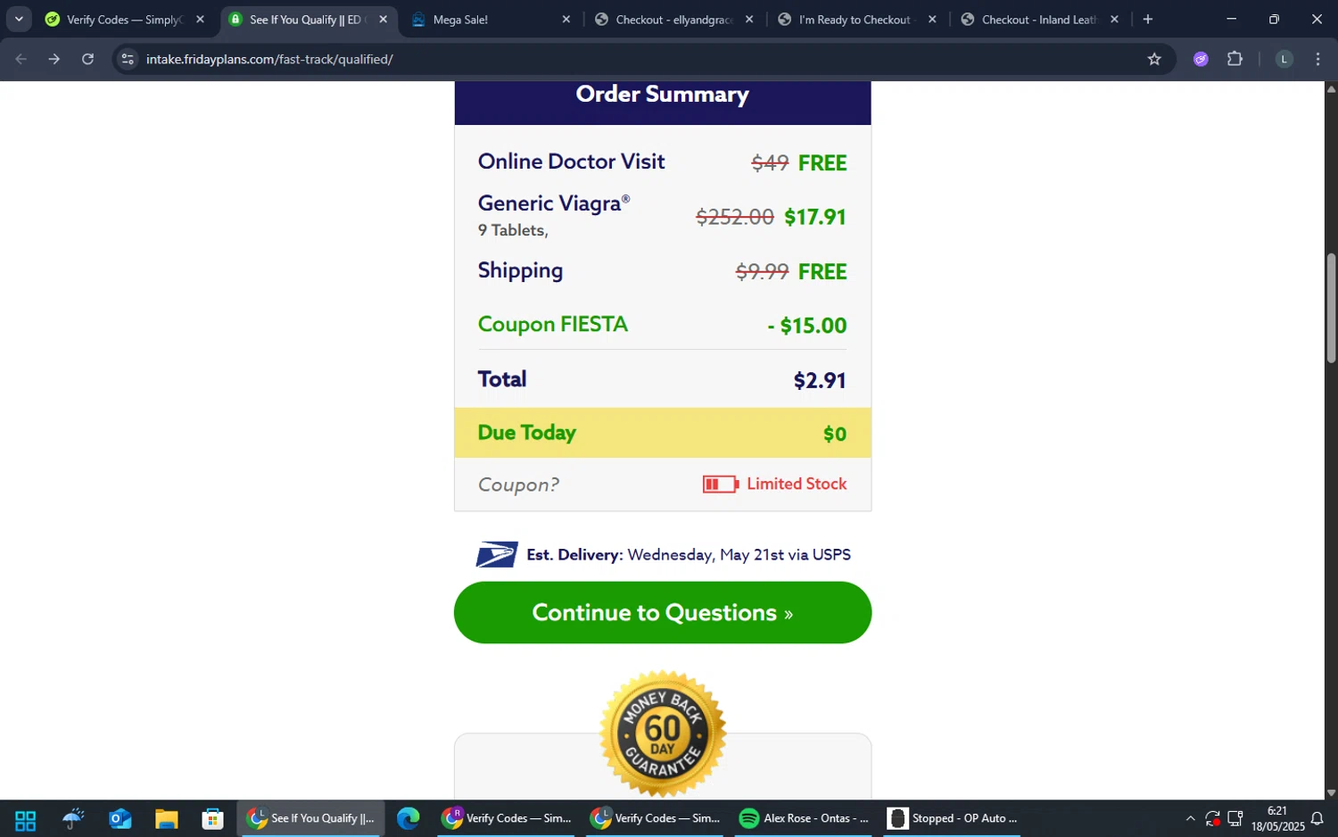 Friday Plans coupon code screenshot showing code FIESTA applied at Friday Plans checkout page. Uploaded by SimplyCodes community member TreasureMaestro5377 on May 18, 2025