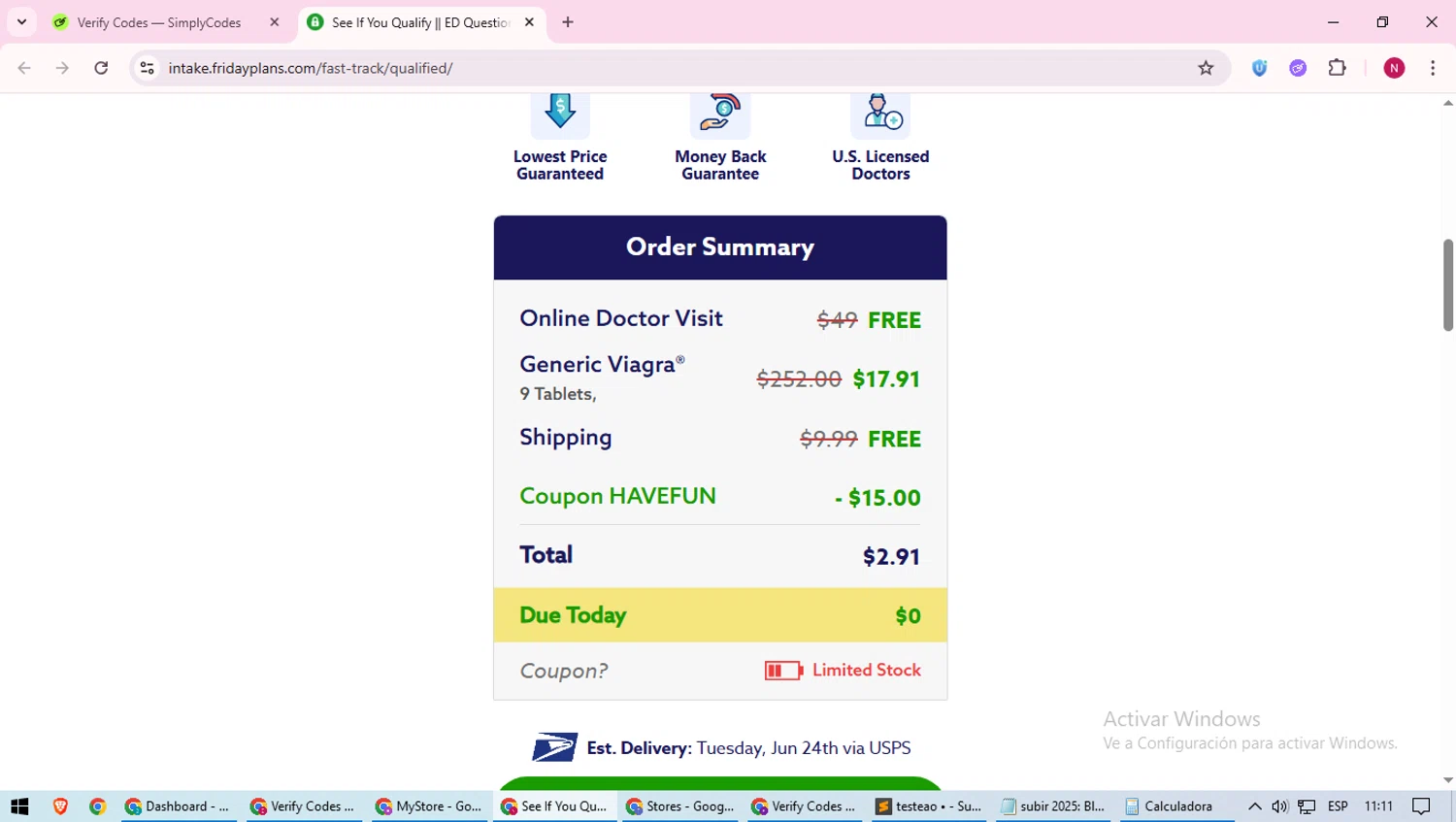 Friday Plans coupon code screenshot showing code HAVEFUN applied at Friday Plans checkout page. Uploaded by SimplyCodes community member CoinWizard8578 on Jun 21, 2025