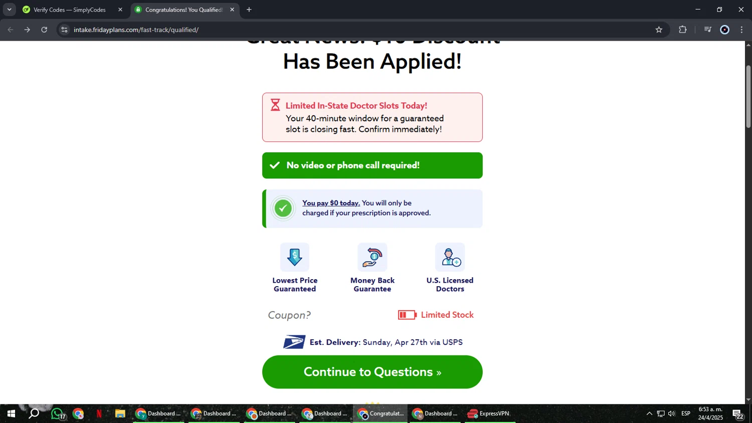 Friday Plans coupon code screenshot showing code HAVEFUN applied at Friday Plans checkout page. Uploaded by SimplyCodes community member RoyalBoss4384 on Apr 24, 2025