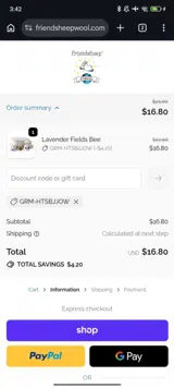 Friendsheep Wool coupon verification screenshot