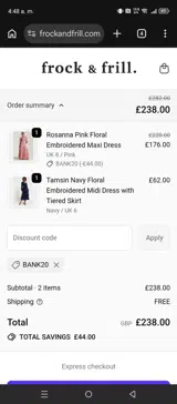 BANK20 coupon verification screenshot