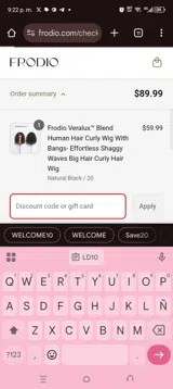 Frodio coupon verification screenshot