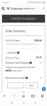 DUSTINL20 coupon verification screenshot