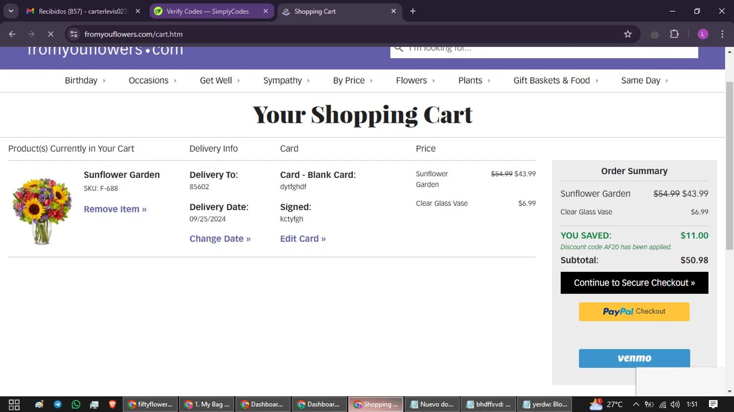 where to use From You Flowers promo code box