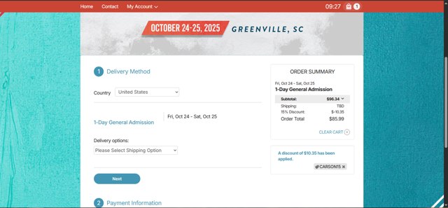 Front Gate Tickets checkout page showing Front Gate Tickets promo code box | Screenshot taken by SimplyCodes community member on Jul 22, 2025