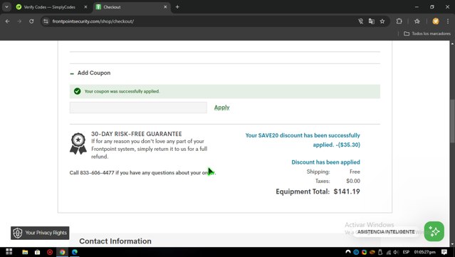 Frontpoint Security checkout page showing Frontpoint Security promo code box | Screenshot taken by SimplyCodes community member on Sep 23, 2024
