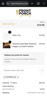 EATWELL20 coupon verification screenshot