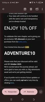 ADVENTURE10 coupon verification screenshot
