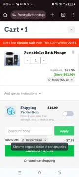MISSYOU10 coupon verification screenshot