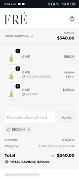 BECCAM coupon verification screenshot