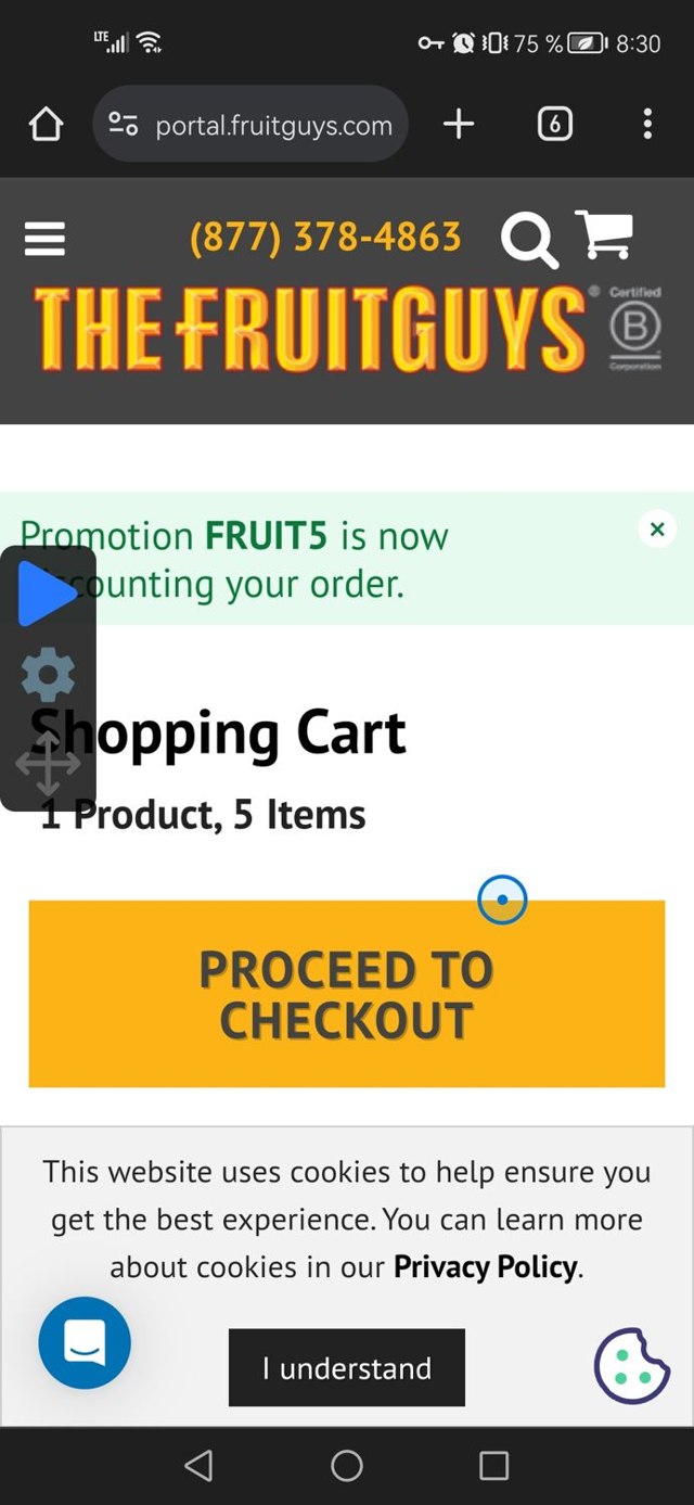 FruitGuys checkout page showing FruitGuys promo code box | Screenshot taken by SimplyCodes community member on Jul 18, 2024