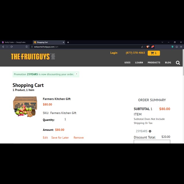 FruitGuys checkout page showing FruitGuys promo code box | Screenshot taken by SimplyCodes community member on Sep 8, 2023