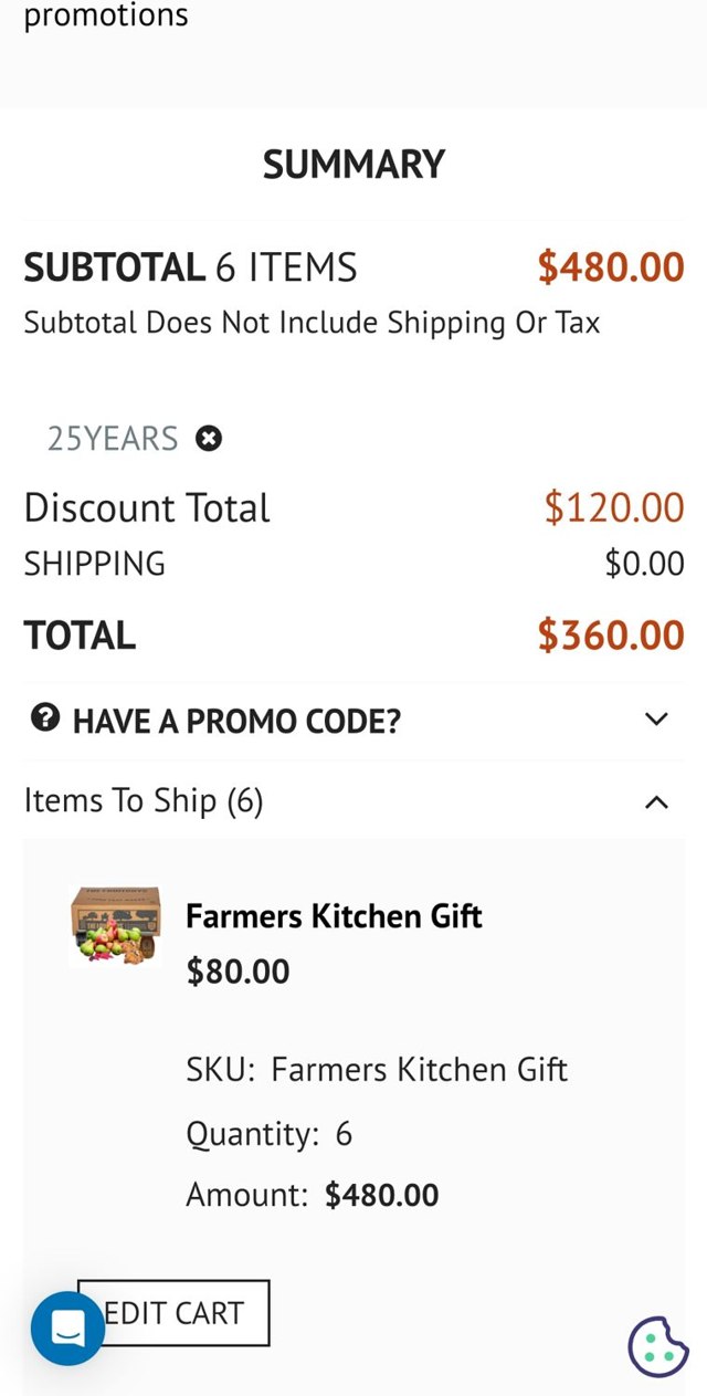 FruitGuys checkout page showing FruitGuys promo code box | Screenshot taken by SimplyCodes community member on Oct 7, 2023