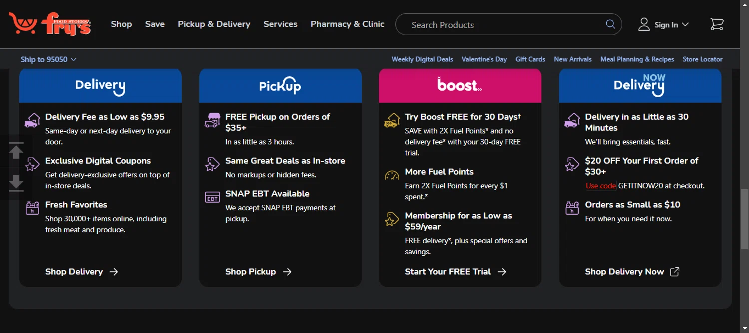 Fry's Food promo code screenshot showing code GETITNOW20 applied at Fry's Food checkout page. Uploaded by SimplyCodes community member 111111 on Feb 12, 2025