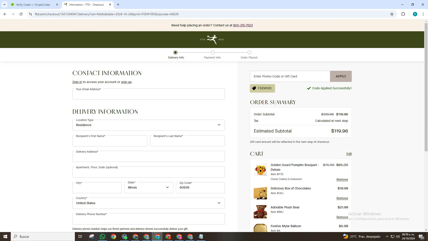how to use FTD coupons
