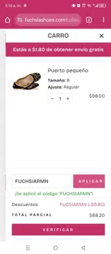 FUCHSIARMN coupon verification screenshot