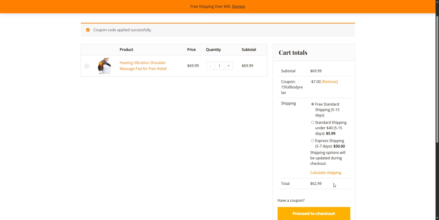 FullBodyRelax checkout page showing FullBodyRelax promo code box | Screenshot taken by SimplyCodes community member on Jun 9, 2025