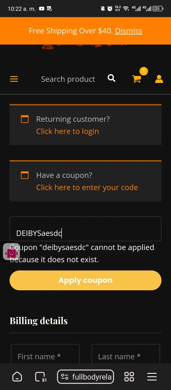 FullBodyRelax promo code screenshot showing code DEIBYSaesdc applied at FullBodyRelax checkout page. Uploaded by SimplyCodes community member Carlitoxxxxxxxxxxxxxxxxxxxxxxx on Nov 14, 2025