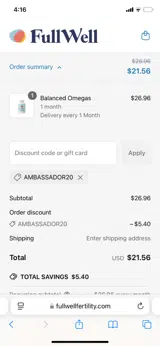 FullWell coupon verification screenshot