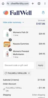 FullWell coupon verification screenshot