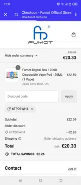 Fumot coupon verification screenshot