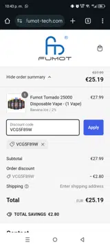 Fumot coupon verification screenshot