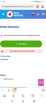 Save20 coupon verification screenshot