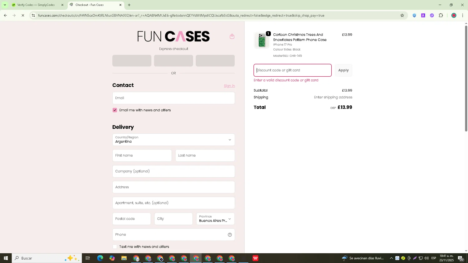 Fun Cases discount code screenshot showing code FUN15 applied at Fun Cases checkout page. Uploaded by SimplyCodes community member Richard_Miller on Nov 23, 2025