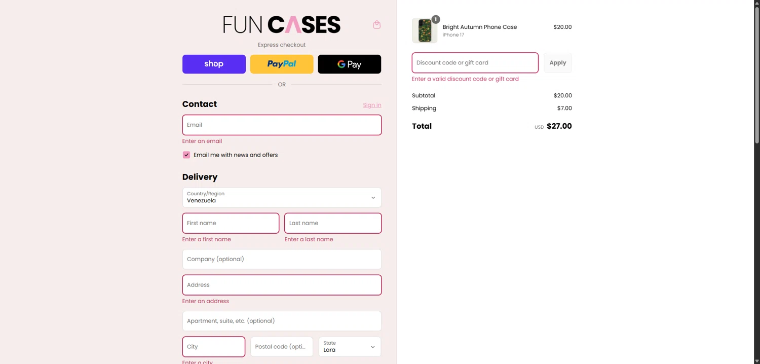 Fun Cases discount code screenshot showing code Spend20 applied at Fun Cases checkout page. Uploaded by SimplyCodes community member VictoriousBoss8742 on Sep 11, 2025
