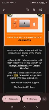 ORANGE35 coupon verification screenshot