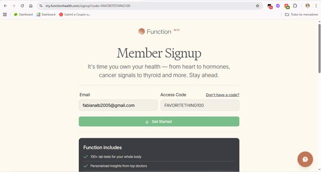 Function Health checkout page showing Function Health promo code box | Screenshot taken by SimplyCodes community member on Sep 12, 2025