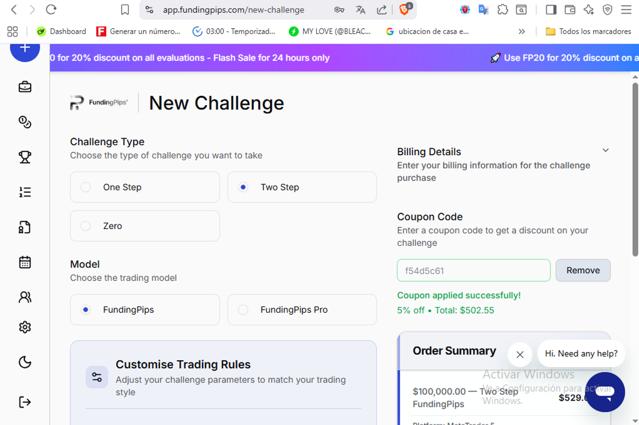 Funding Pips checkout page showing Funding Pips discount code box | Screenshot taken by SimplyCodes community member on Sep 14, 2025