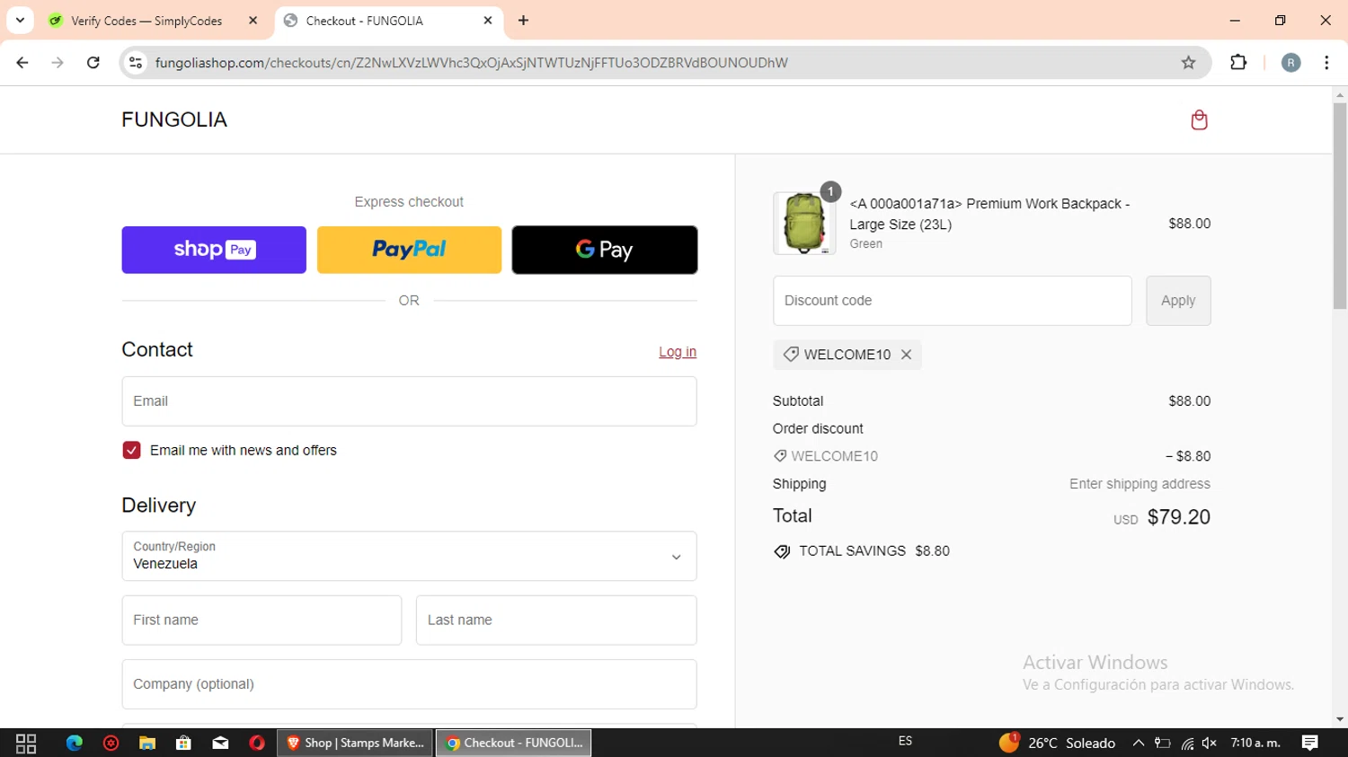 where to use Global Bag Tag promo code box