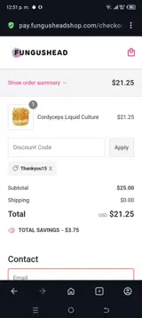Thankyou15 coupon verification screenshot