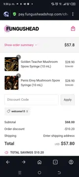 Welcome15 coupon verification screenshot